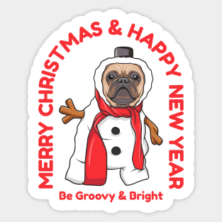 Bulldog dog in snowman costume Sticker